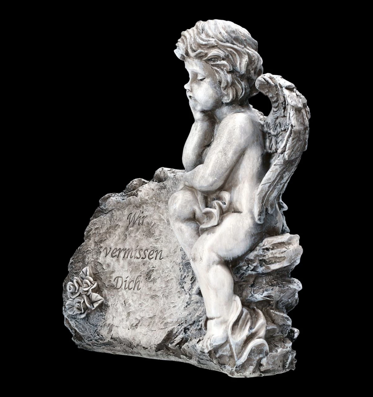 Grabengel Figur Grau - Wir Vermissen Dich 3 Grabengel Figur Grau - Wir Vermissen Dich – Bild 3