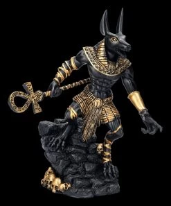 Anubis Krieger Figur Auf Felsen - Schwarz