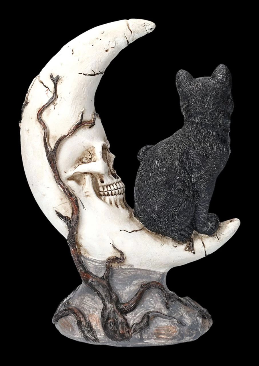 Totenkopf Mond Mit Schwarzer Katze 4 Totenkopf Mond Mit Schwarzer Katze – Bild 4