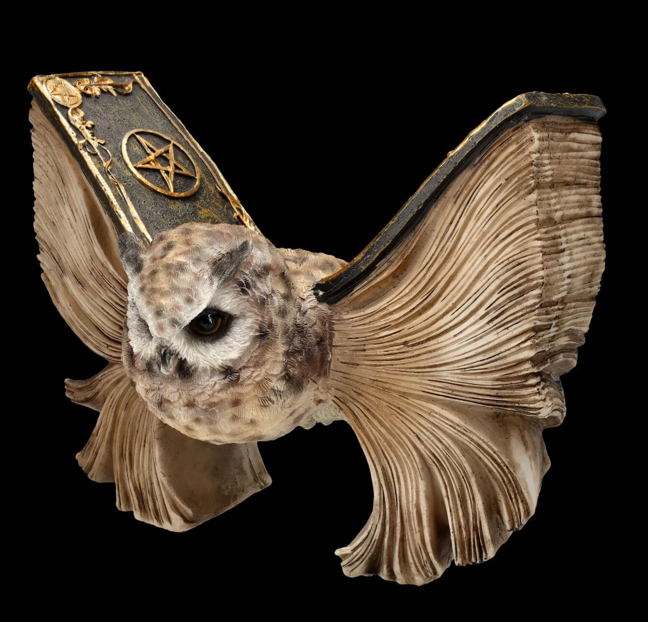 Eulen Figur Braun - Botschafterin Mit Buchflügeln 3 Eulen Figur Braun - Botschafterin Mit Buchflügeln – Bild 3