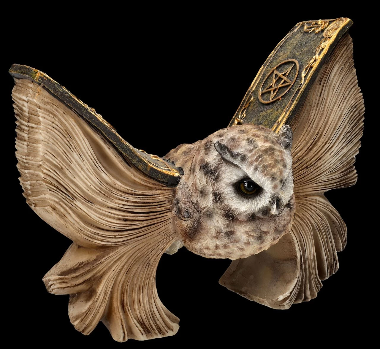 Eulen Figur Braun - Botschafterin Mit Buchflügeln 2 Eulen Figur Braun - Botschafterin Mit Buchflügeln – Bild 2