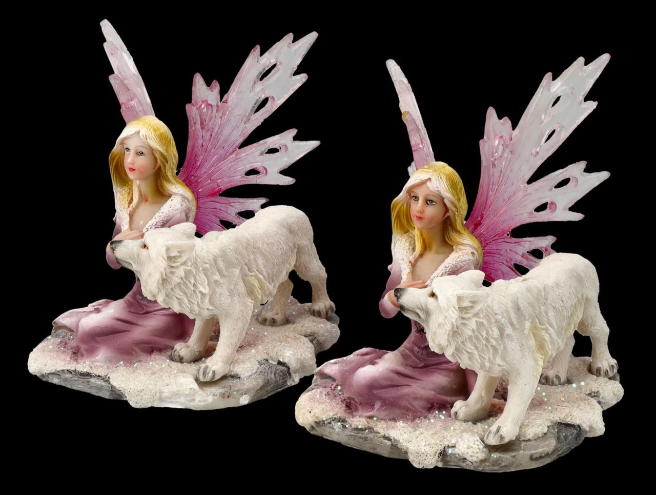 Elfen Figuren 2er Set - Rosa Feen Mit Wolf Babys 3 Elfen Figuren 2er Set - Rosa Feen Mit Wolf Babys – Bild 3