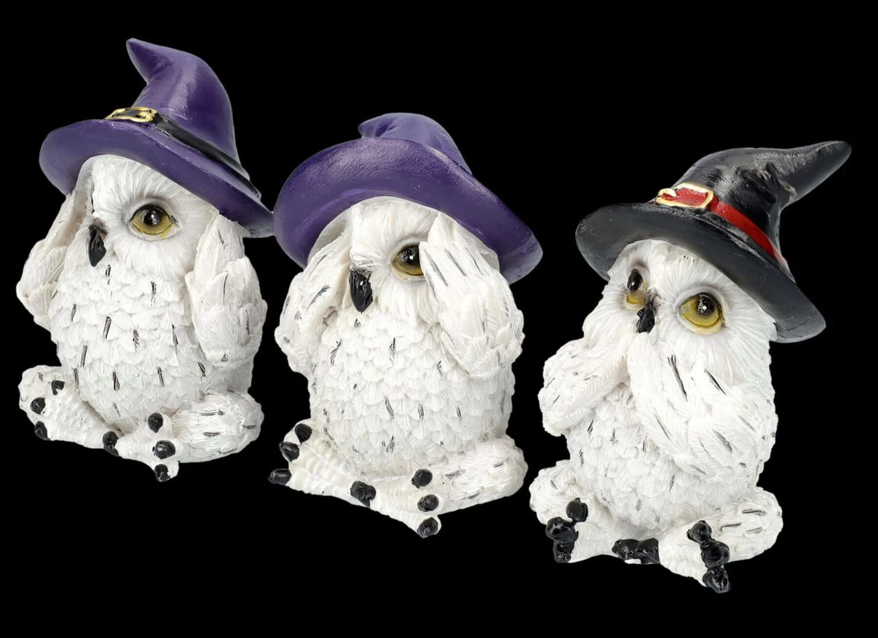 Eulenfiguren 3er Set - Schneeeulen Nichts Böses 3 Eulenfiguren 3er Set - Schneeeulen Nichts Böses – Bild 3
