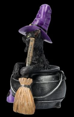 Hexen-Katzen-Figur Sitzt In Zauberkessel -Modell Und Figurengeschäft FS25923 HExen Kaatzen Figur sitz in Zauberkessel 4 1280x1280