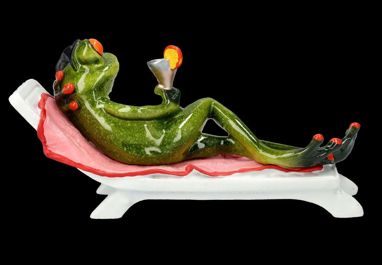 Lustige Frosch Figur - Cocktail Im Liegestuhl 4 Lustige Frosch Figur - Cocktail Im Liegestuhl – Bild 4