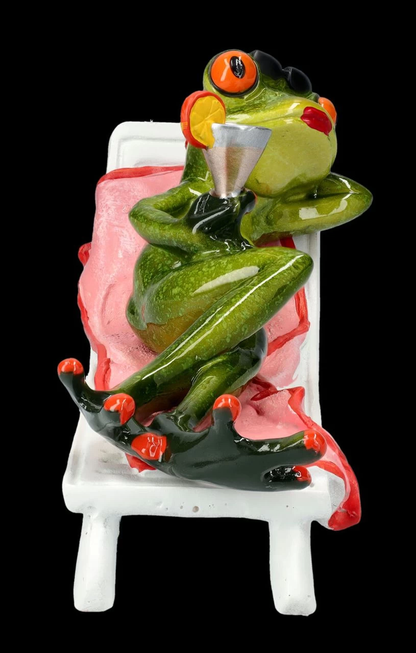 Lustige Frosch Figur - Cocktail Im Liegestuhl 3 Lustige Frosch Figur - Cocktail Im Liegestuhl – Bild 3