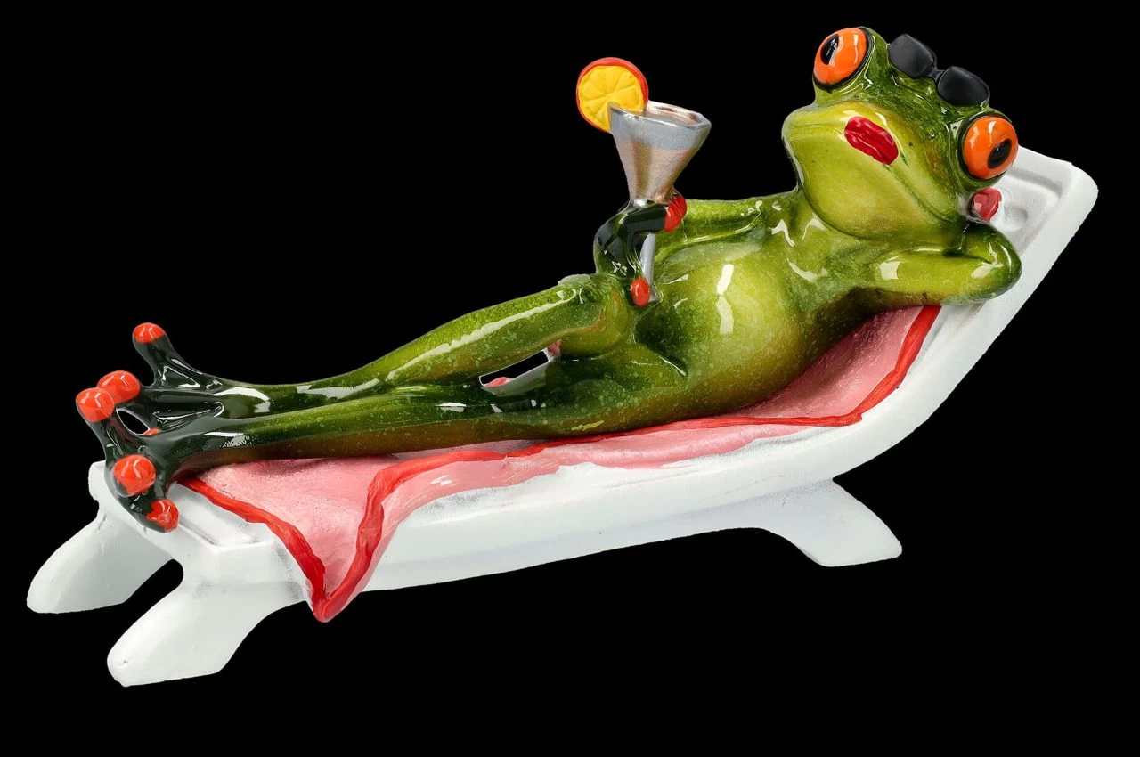 Lustige Frosch Figur - Cocktail Im Liegestuhl 2 Lustige Frosch Figur - Cocktail Im Liegestuhl – Bild 2