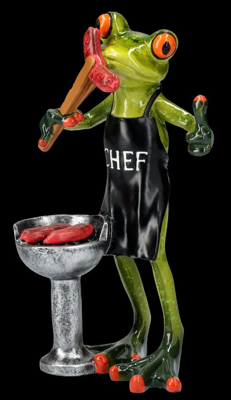 Lustige Frosch Figur Beim Grillen - BBQ Chef 1 Lustige Frosch Figur Beim Grillen - BBQ Chef