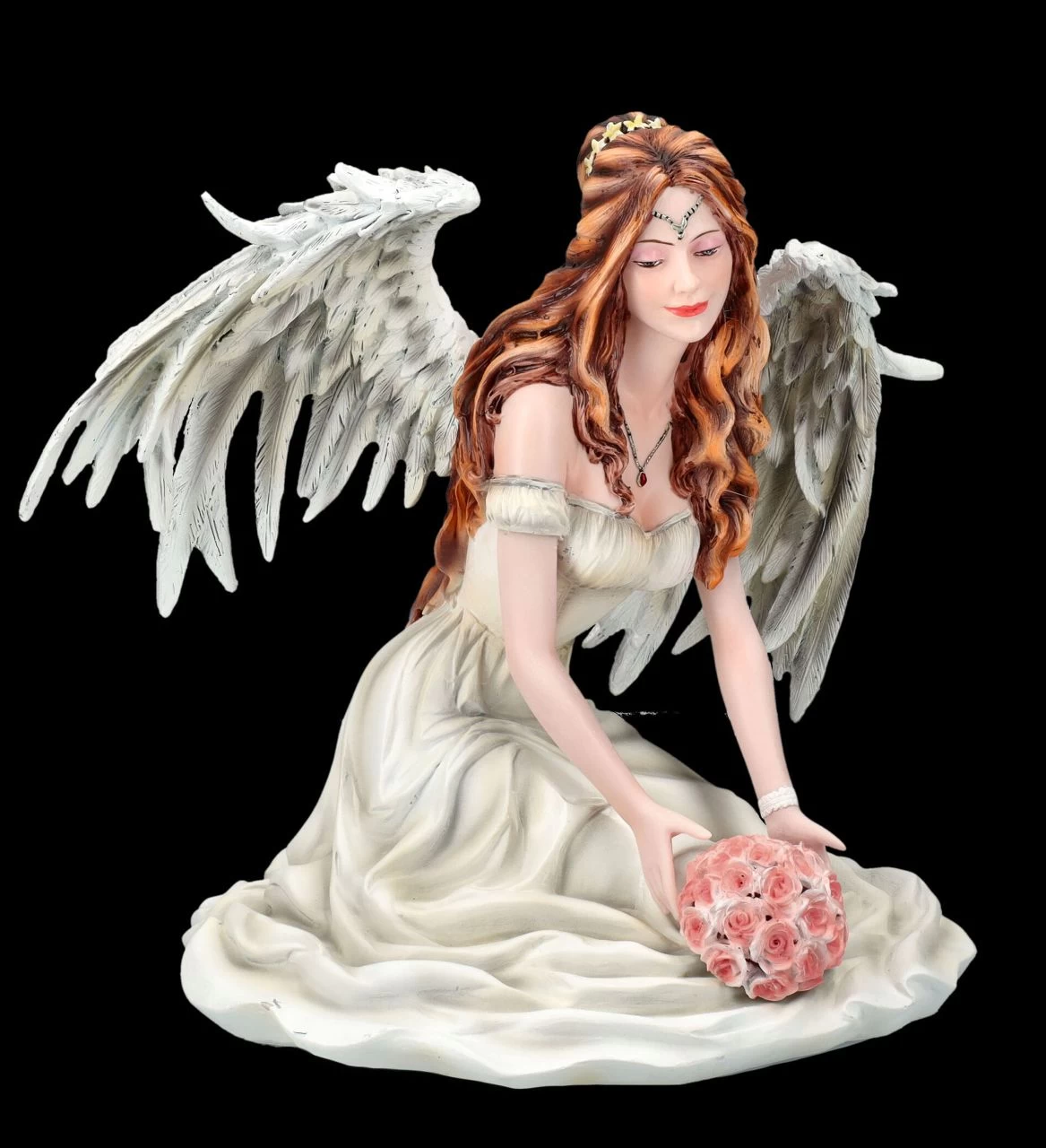 Engelfigur - Schutzengel Calien Mit Rosen 1 Engelfigur - Schutzengel Calien Mit Rosen
