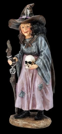 Hexen Figur Mit Katze Und Schädel