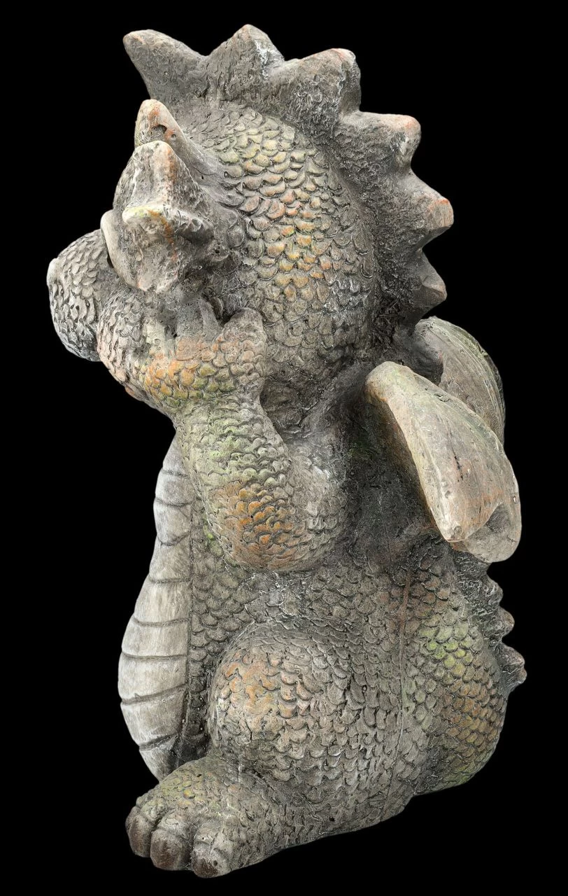 Gartenfigur - Fröhlicher Drache Mit Laterne 3 Gartenfigur - Fröhlicher Drache Mit Laterne – Bild 3