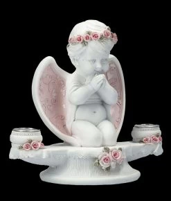 Kerzenhalter Engel - Putte Mit Rosa Rosen -Modell Und Figurengeschäft FS26626 Kerzenhalter Engel mit rosa Rosen 9 1280x1280