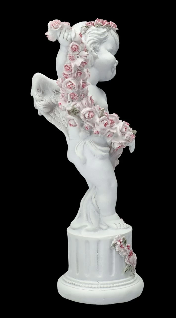 Engel Figur - Putte Mit Rosen Auf Säule 5 Engel Figur - Putte Mit Rosen Auf Säule – Bild 5