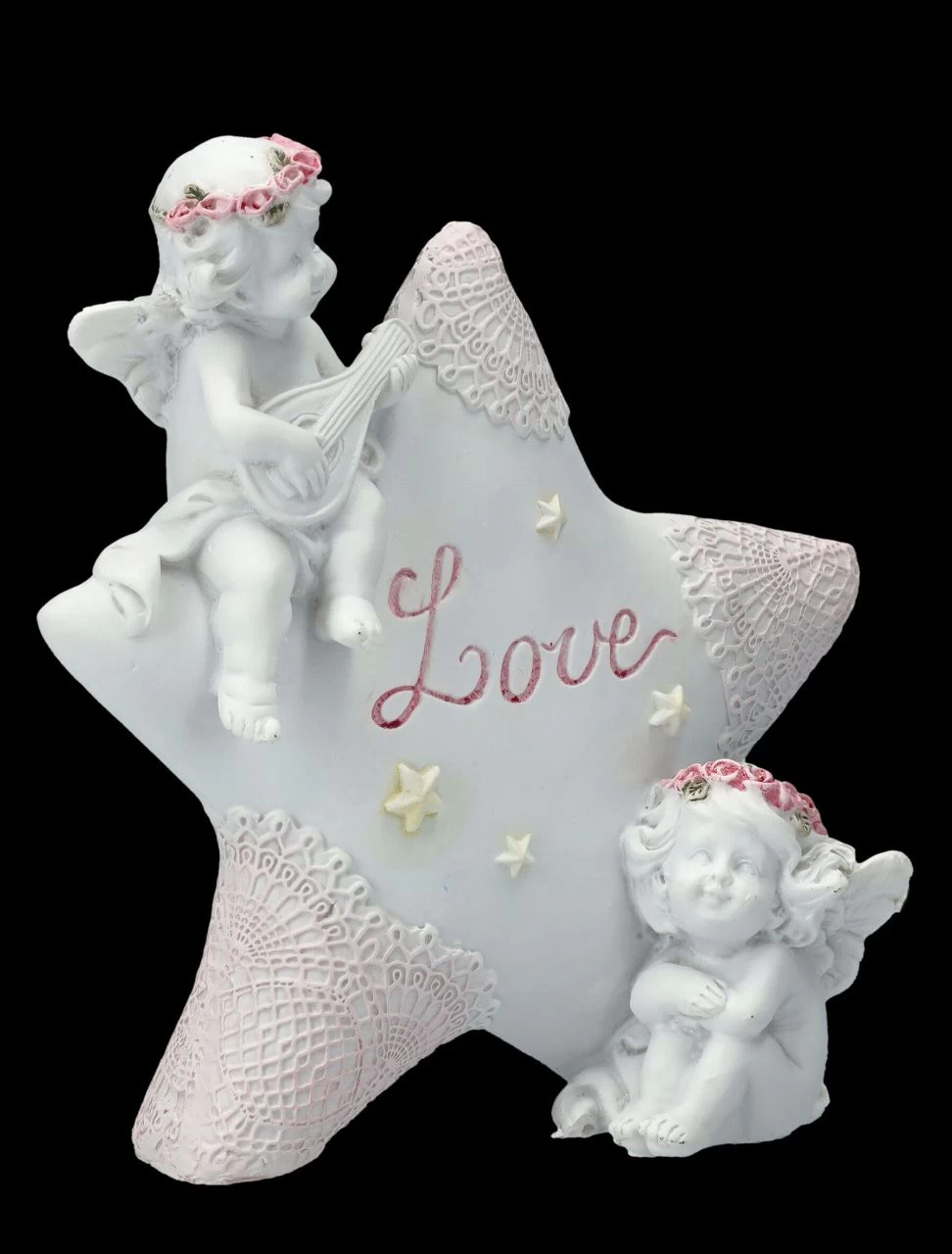 Engel Figur - Putten Mit Stern "Love" 2 Engel Figur - Putten Mit Stern "Love" – Bild 2