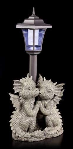 Drachen Gartenfigur Mit Solar Lampe - Loving Dragons