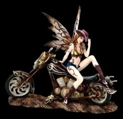 Elfen Figur Mit Motorrad - Cowgirl