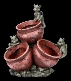 Garten Figur - Drei Drachen Mit Blumentöpfen
