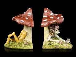 Pixie Figur Im Pilz Als Buchstützen Set