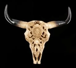 Rinder Schädel Mit Indianerkopf - Old Spirit