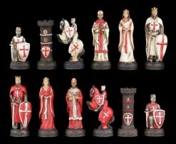 Schachfiguren Set - Kreuzritter Weiß Und Rot