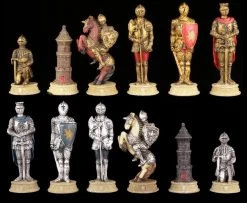 Schachfiguren Set - Ritter Gold Und Silber