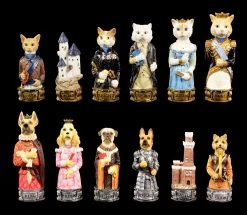 Schachfiguren Set - Hunde Vs. Katzen
