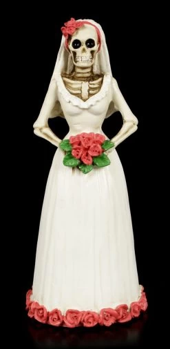 Skelett Figur - Braut Mit Roten Rosen