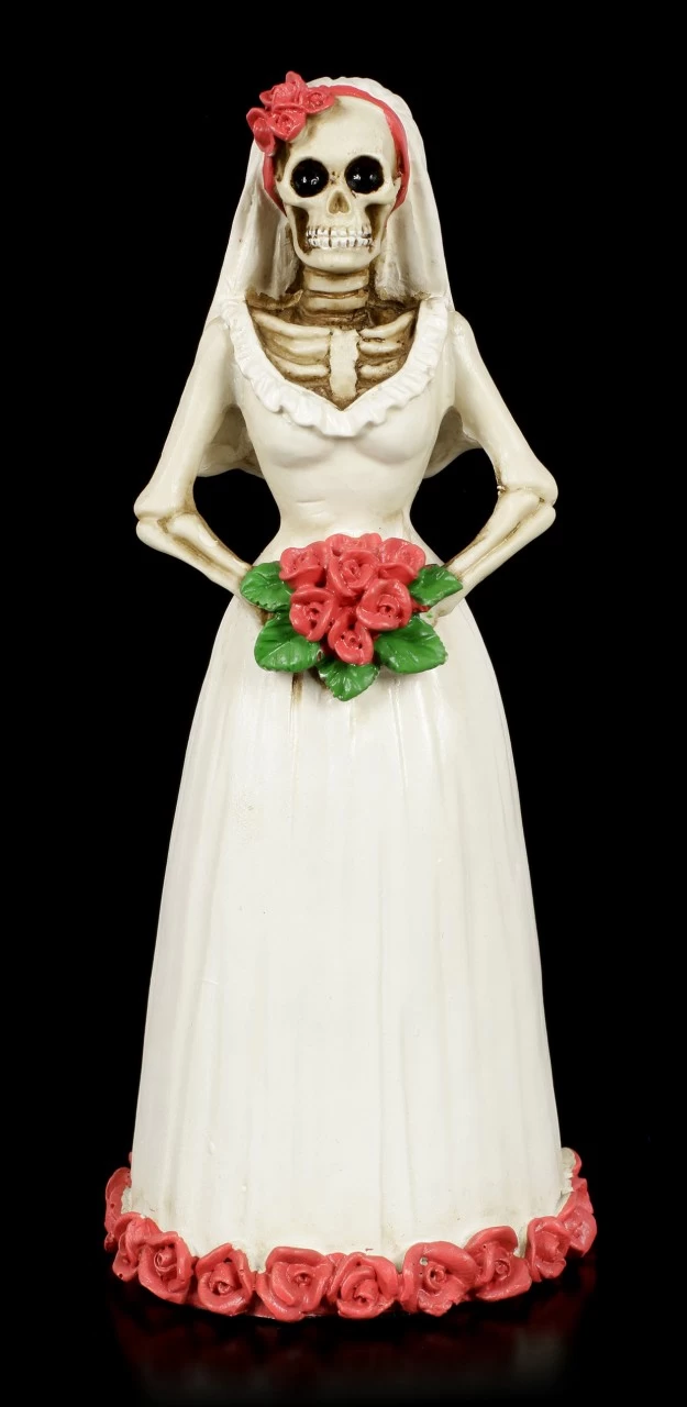 Skelett Figur - Braut Mit Roten Rosen 1 Skelett Figur - Braut Mit Roten Rosen