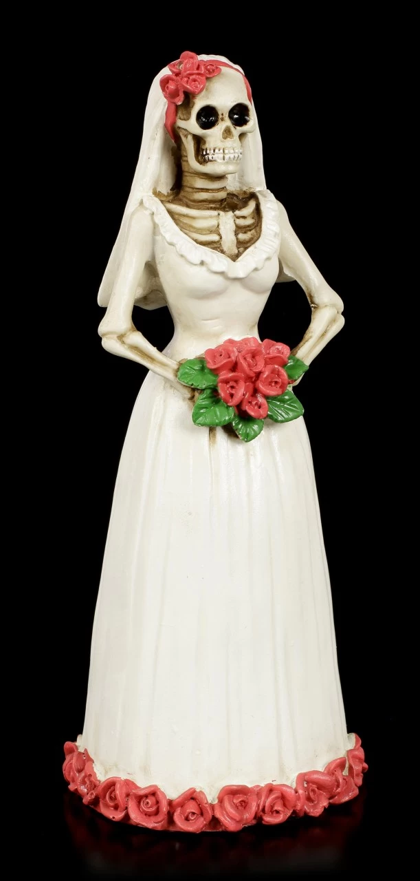 Skelett Figur - Braut Mit Roten Rosen 2 Skelett Figur - Braut Mit Roten Rosen – Bild 2