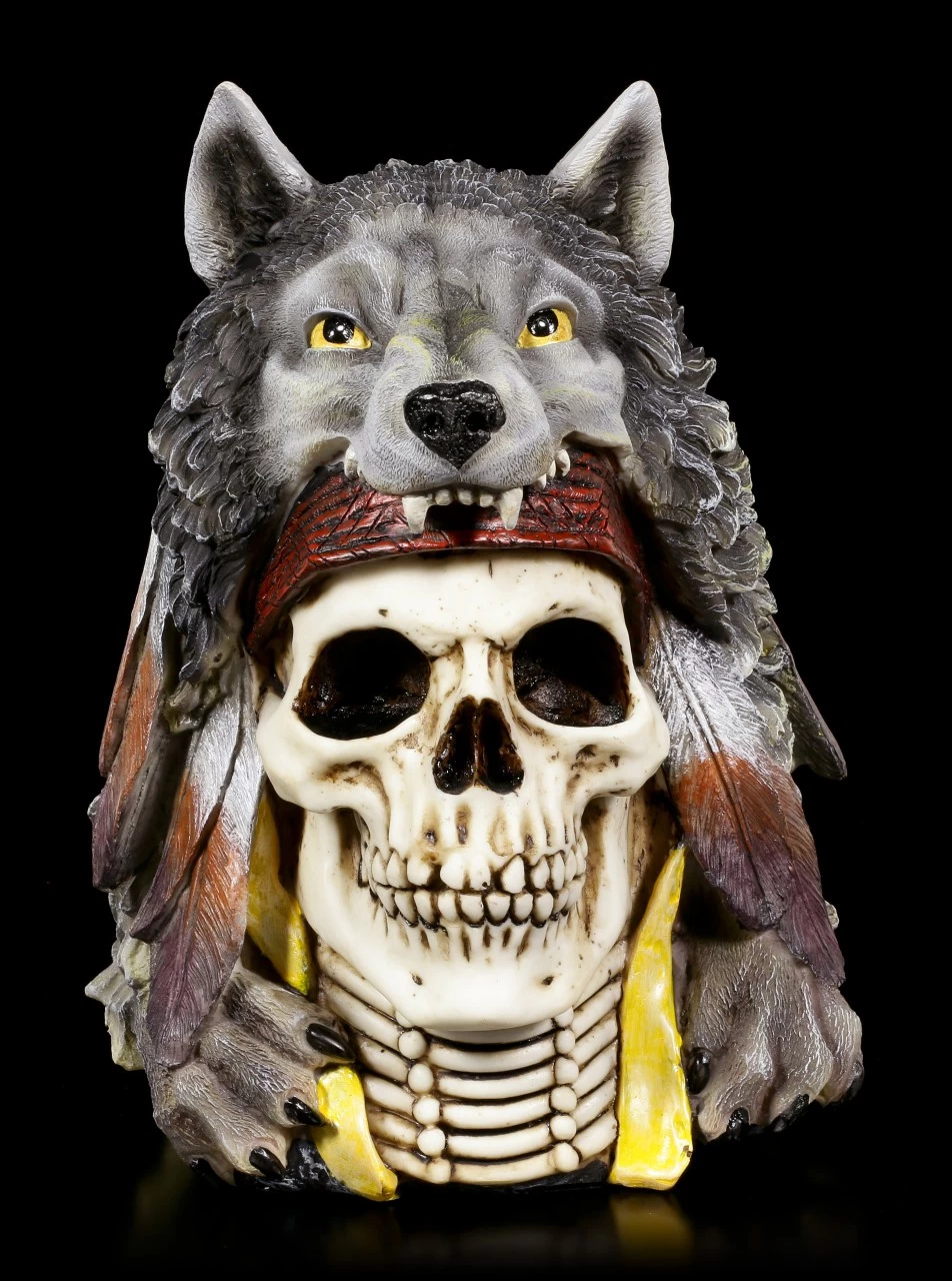 Totenkopf Medizinmann Mit Wolfsmütze - Wolf Spirit 2 Totenkopf Medizinmann Mit Wolfsmütze - Wolf Spirit – Bild 2