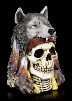 Totenkopf Medizinmann Mit Wolfsmütze - Wolf Spirit