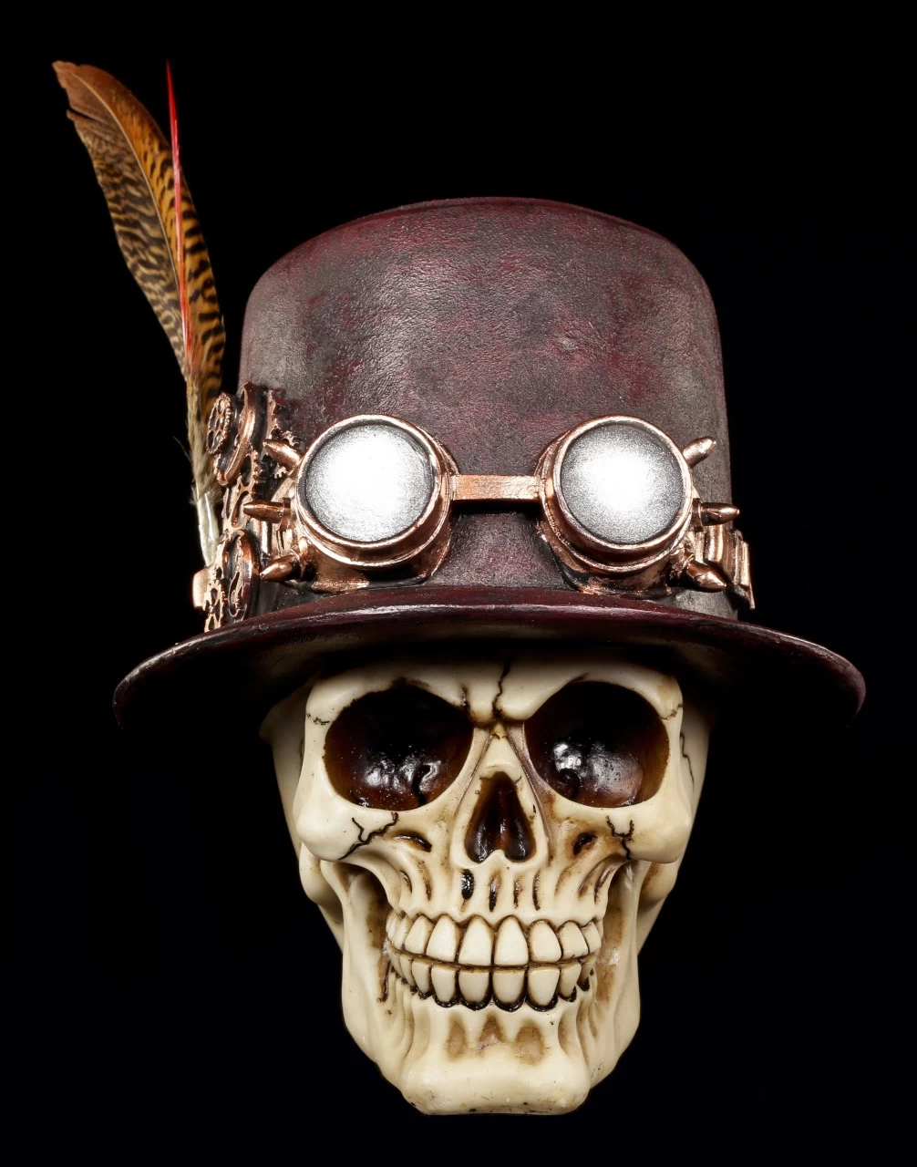Steampunk Totenkopf Mit Hut Und Feder 2 Steampunk Totenkopf Mit Hut Und Feder – Bild 2
