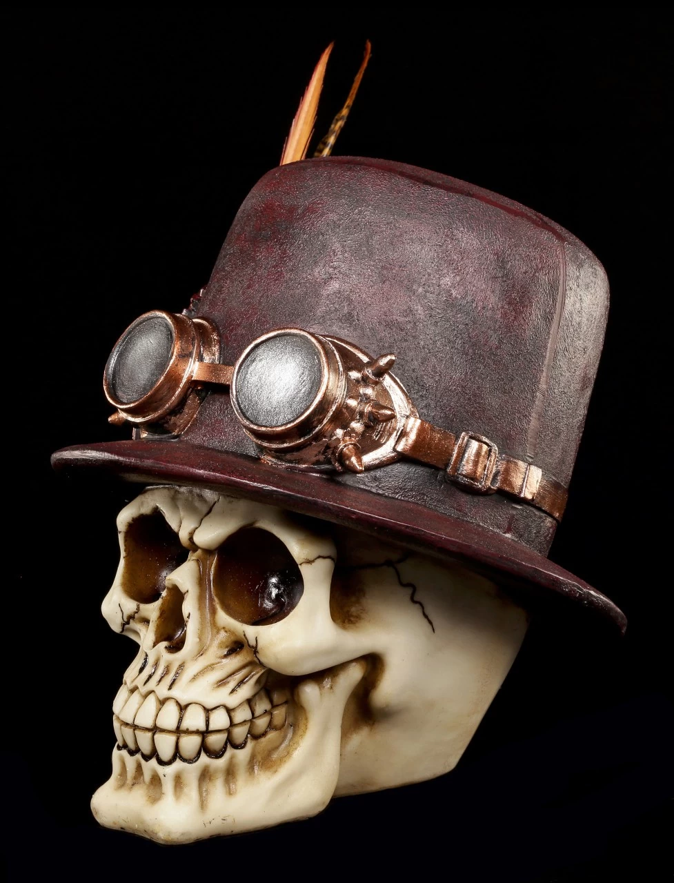 Steampunk Totenkopf Mit Hut Und Feder 3 Steampunk Totenkopf Mit Hut Und Feder – Bild 3