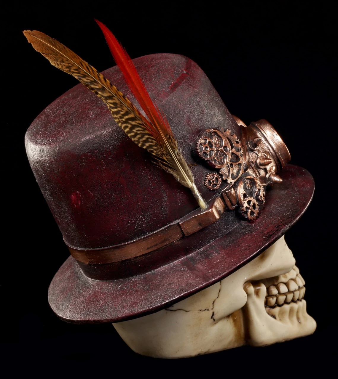 Steampunk Totenkopf Mit Hut Und Feder 5 Steampunk Totenkopf Mit Hut Und Feder – Bild 5