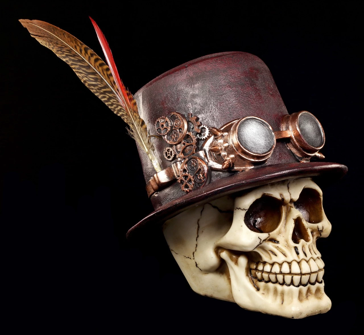 Steampunk Totenkopf Mit Hut Und Feder 1 Steampunk Totenkopf Mit Hut Und Feder