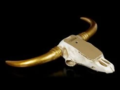 Wandrelief Büffel Schädel - Relief Mit Goldenen Hörnern -Modell Und Figurengeschäft Wandrelief Bueffel Schaedel Geschnitztes Muster Mit Goldenen Hoernern 4 1280x1280