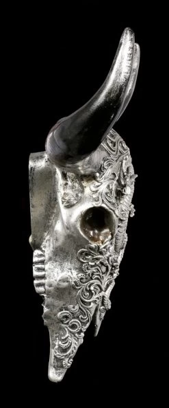 Wandrelief Stier Schädel - Drachenmotiv Silberfarben -Modell Und Figurengeschäft Wandrelief Stier Schaedel Mit Drachenmotiv Silberfarben 2 1280x1280