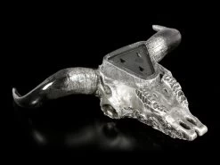 Wandrelief Stier Schädel - Drachenmotiv Silberfarben -Modell Und Figurengeschäft Wandrelief Stier Schaedel Mit Drachenmotiv Silberfarben 4 1280x1280