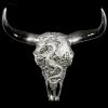 Wandrelief Stier Schädel - Drachenmotiv Silberfarben