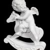 Weiße Cherub Figur Auf Schaukelpferd