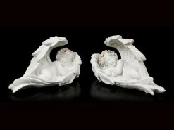 Weiße Schlafende Engel Figuren - 2er Set